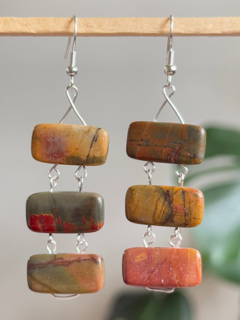 handmade colorful beaded earrings with silver accents